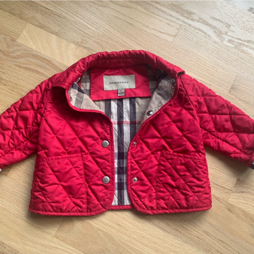 Burberry girl quilted checkers jacket coat raspberry pink sz 2 YO